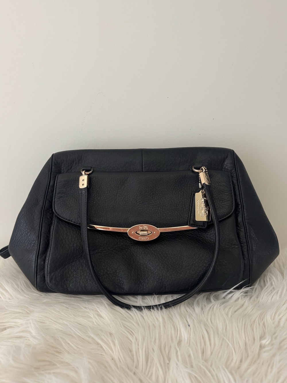 COACH East West Madison Madeline black leather satchel purse style no. 25166 - Picture 2 of 15